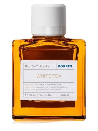 Frasco del perfume White Tea de Korres — fragancia unisex