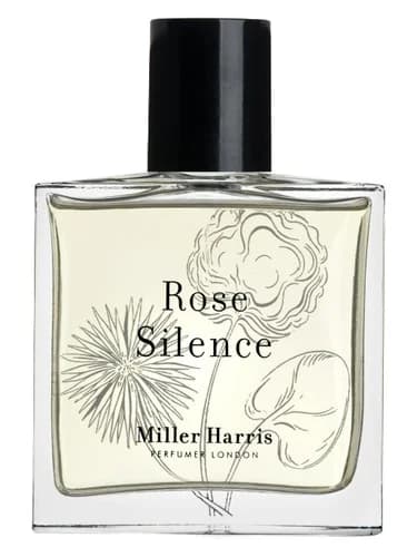 Frasco del perfume Rose Silence de Miller Harris — fragancia unisex