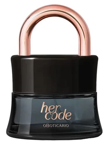 Frasco del perfume Her Code de O Boticario — fragancia femenino