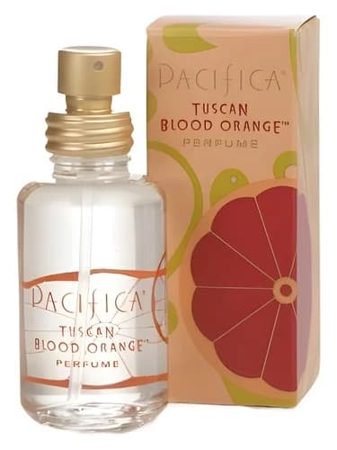 Frasco del perfume Tuscan Blood Orange de Pacifica — fragancia unisex