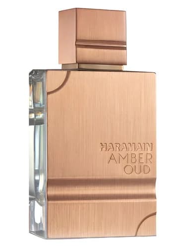 Frasco del perfume Amber Oud de Al Haramain Perfumes — fragancia unisex