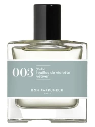 Frasco del perfume 003 Yuzu Feuilles De Violette Vetiver de Bon Parfumeur — fragancia unisex