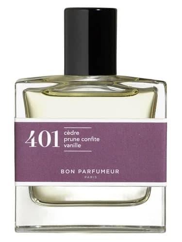 Frasco del perfume 401 Cedar Candied Plum Vanilla de Bon Parfumeur — fragancia unisex