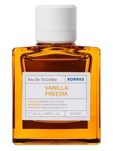 Frasco del perfume Vanilla Freesia de Korres — fragancia unisex