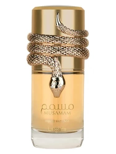 Frasco del perfume Musamam White Intense de Lattafa Perfumes — fragancia unisex