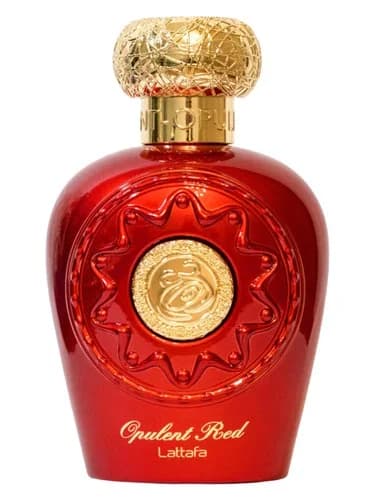 Frasco del perfume Opulent Red de Lattafa Perfumes — fragancia unisex