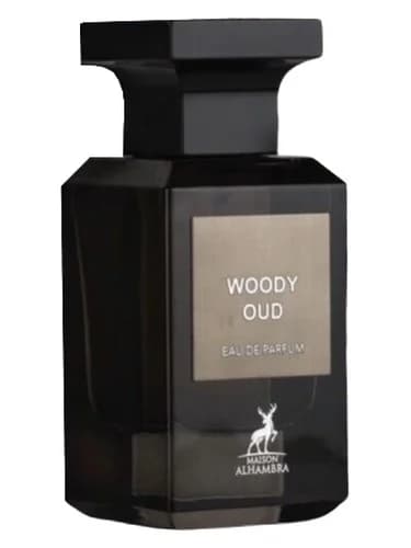 Frasco del perfume Woody Oud de Maison Alhambra — fragancia unisex