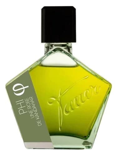 Frasco del perfume Phi Une Rose De Kandahar de Tauer Perfumes — fragancia unisex